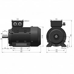 Электродвигатель ESQ PR 90 L4 GST-Б1-S12-IE2 2,2/1500 IM1081